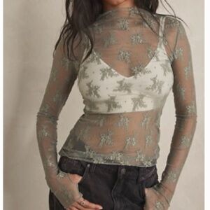 Free People Lady Lux Layering Top Sage Green